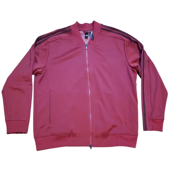 Adidas Burgundy Zip Up Sweatshirt Jacket XL - Picture 1 of 6